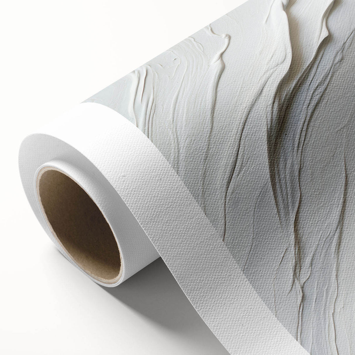 Abstract modern wall art design featuring vibrant colors and geometric shapes on rolled canvas, ideal for contemporary home decor. The artwork showcases a blend of blue, orange, and yellow hues, creating a dynamic visual impact for any room setting.