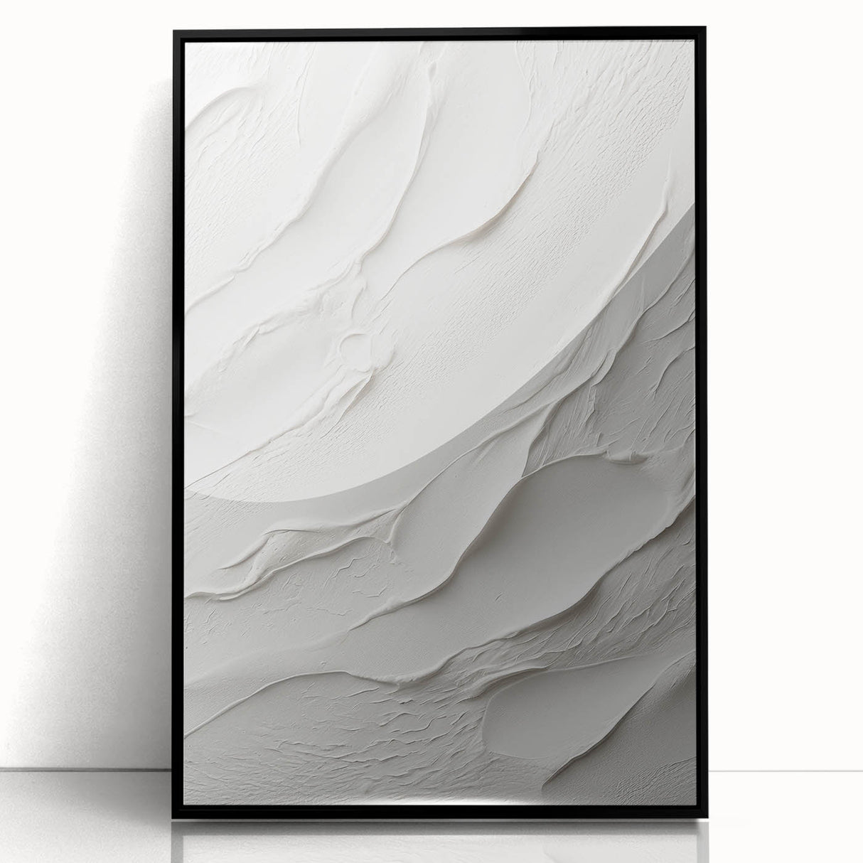 Framed abstract modern wall art design featuring bold black lines and geometric shapes on an acrylic surface, ideal for contemporary home decor.