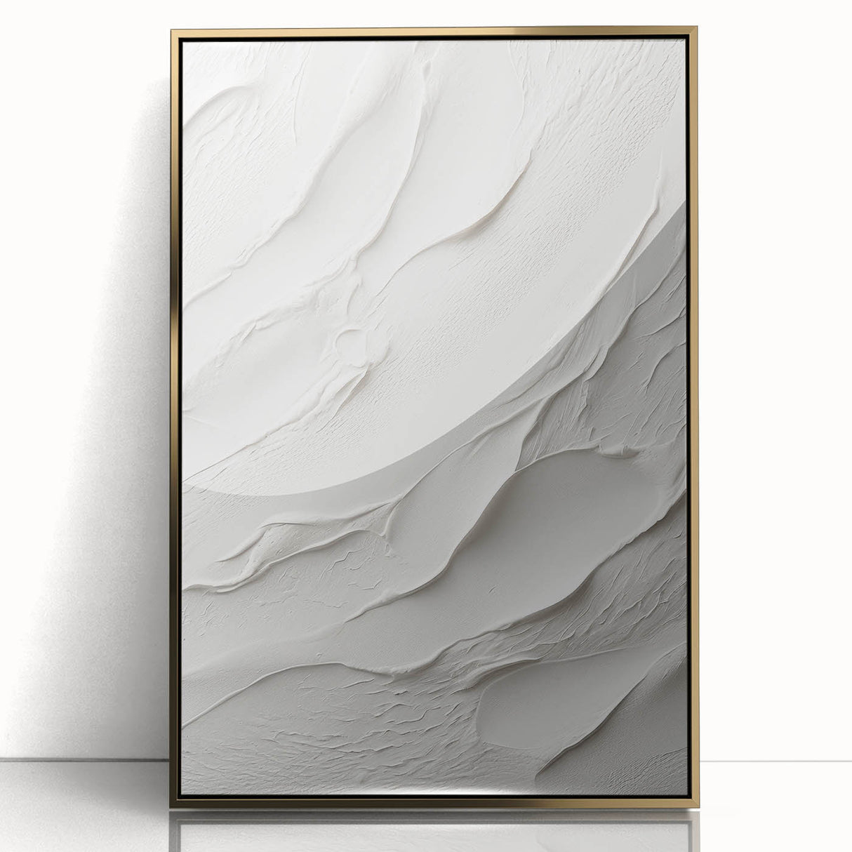 Framed abstract modern wall art featuring a gold-acrylic design, set against a sleek black background, perfect for contemporary home decor.