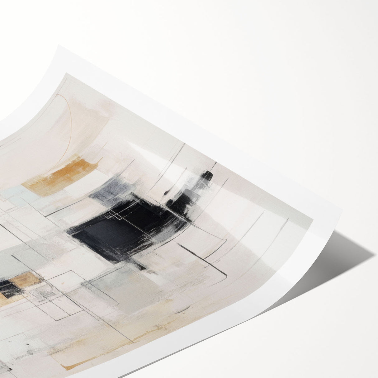 Abstract modern wall art print featuring vibrant colors and geometric shapes, rolled and ready for display. Perfect for contemporary home decor or office spaces.