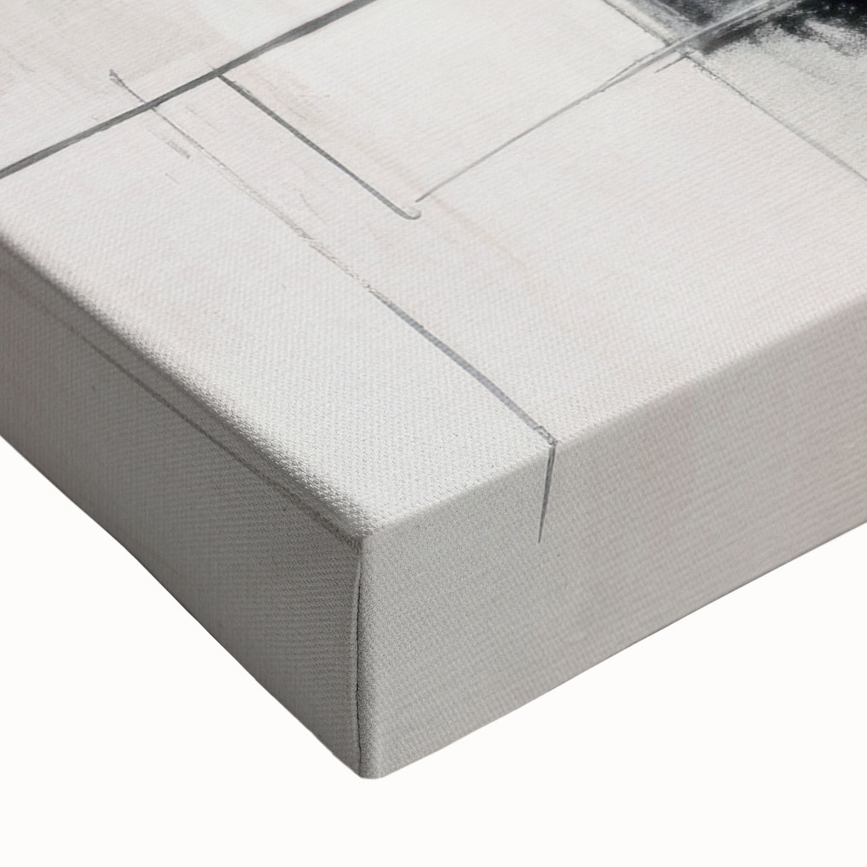 Close-up of a vibrant abstract modern design stretched canvas wall art featuring bold colors and intricate patterns, ideal for contemporary home decor.