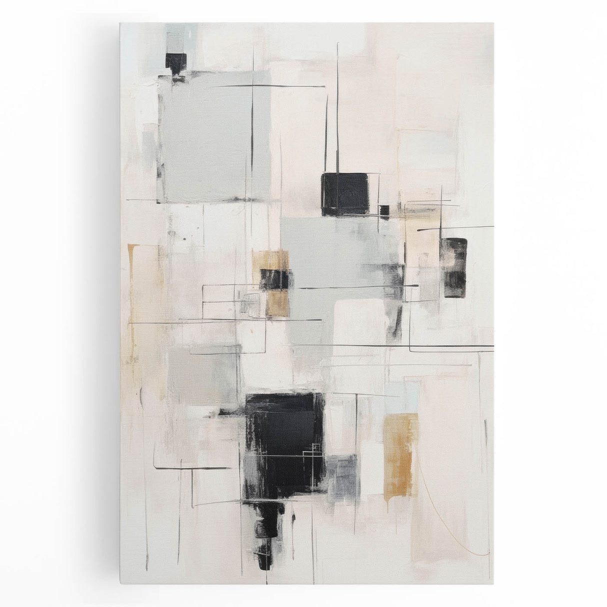 Abstract modern wall art featuring vibrant colors and geometric shapes on stretched canvas, perfect for contemporary home decor. Ideal for enhancing living spaces.