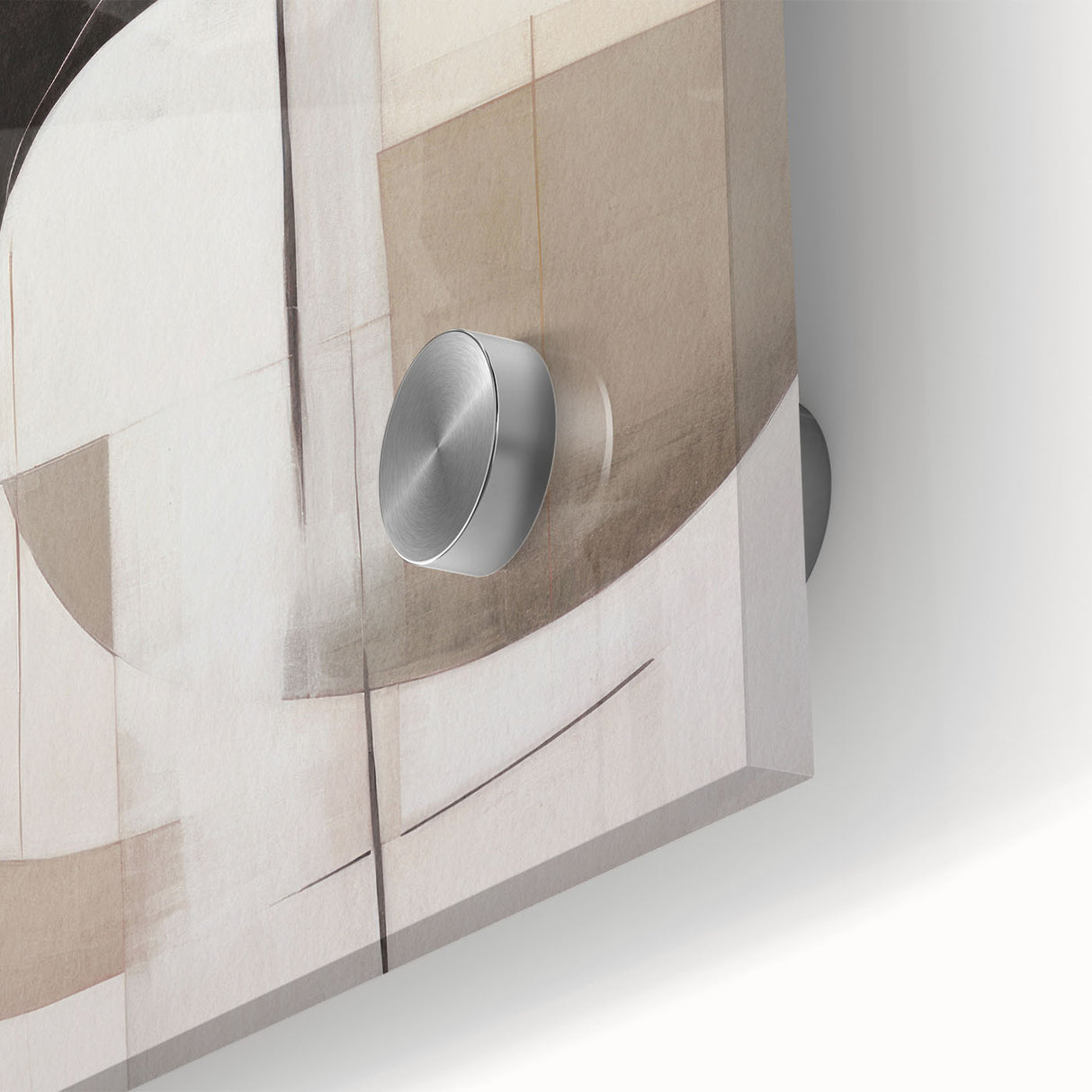 Close-up of an abstract modern wall art piece featuring vibrant colors and geometric shapes, crafted from acrylic glass, ideal for contemporary home decor.