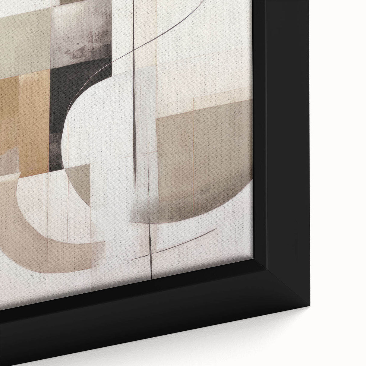 Close-up of a framed abstract modern wall art piece showcasing vibrant colors and geometric shapes, enhancing contemporary home decor with its unique design.