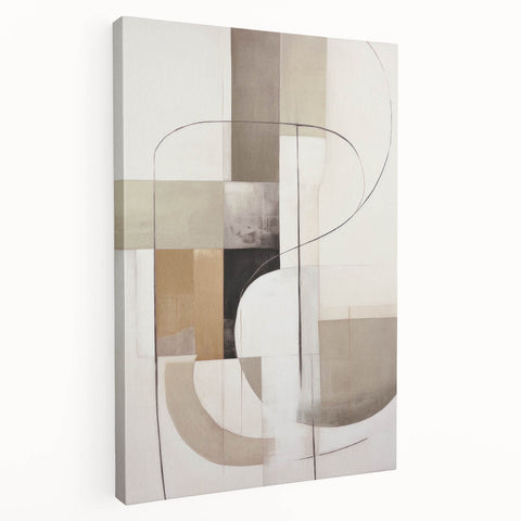 Stretched canvas wall art showcasing an abstract modern design with vibrant colors and geometric shapes, ideal for contemporary home decor.