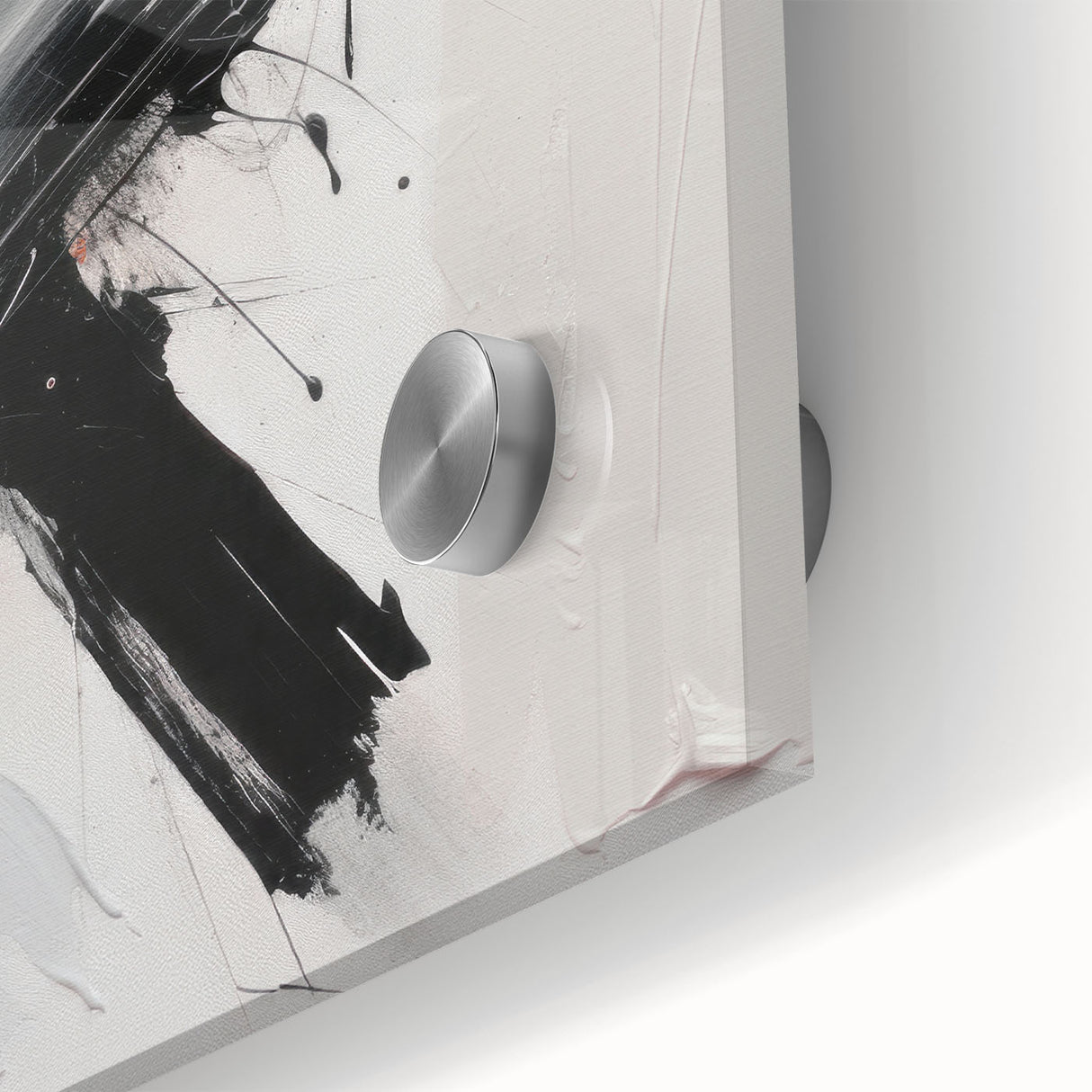 Close-up of an abstract modern wall art design featuring vibrant colors and geometric shapes, displayed on acrylic glass for a sleek, contemporary look.