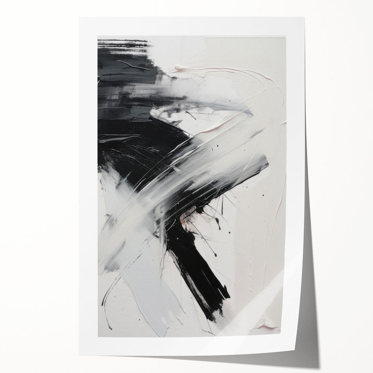 Abstract modern wall art print showcasing vibrant geometric shapes in blue, orange, and yellow tones, designed for contemporary decor. Ideal for adding a pop of color to living spaces.