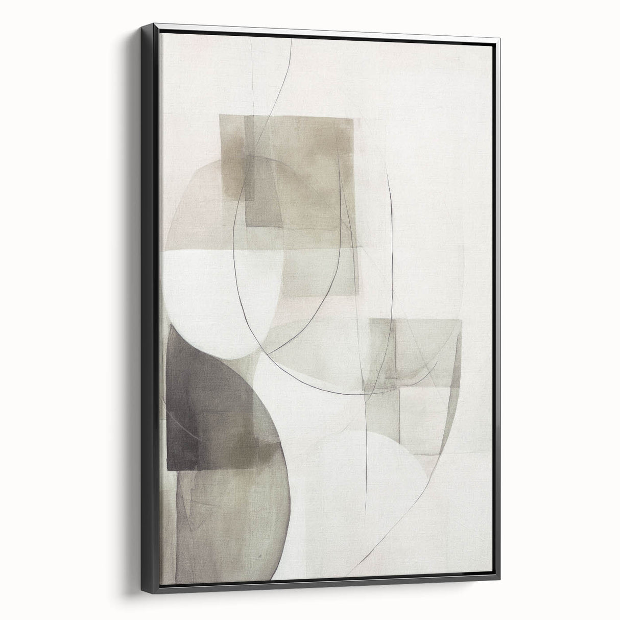 Framed abstract modern wall art collection showcasing vibrant colors and geometric patterns, viewed from the side against a neutral background, perfect for contemporary decor.