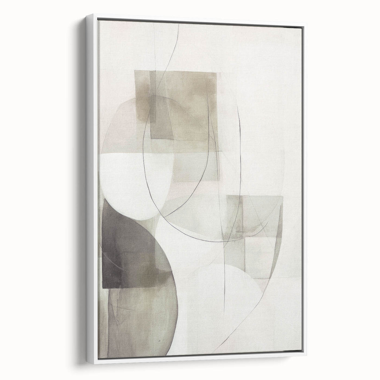 Framed canvas wall art showcasing an abstract modern design with vibrant colors, set against a white background, viewed from the side to highlight its sleek profile.