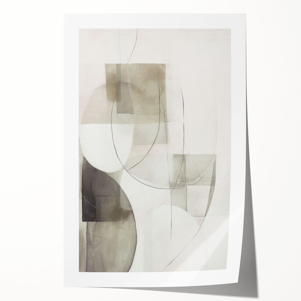 Abstract modern wall art print showcasing vibrant colors and geometric patterns, rolled for easy shipping and display, perfect for contemporary home decor.