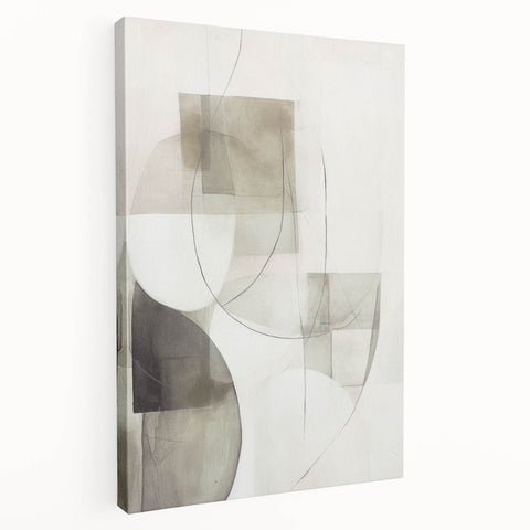 Abstract modern wall art collection featuring vibrant colors and geometric patterns on stretched canvas, showcased from a side view, ideal for contemporary home decor.