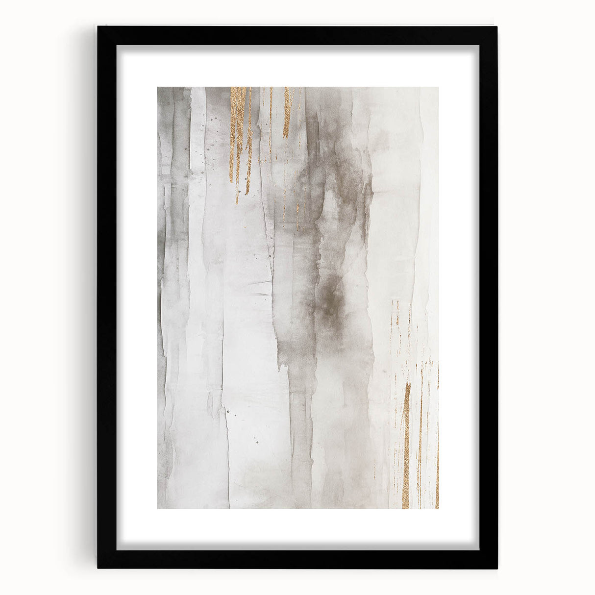 Abstract modern wall art collection featuring a black frame and mat, showcasing vibrant colors and geometric patterns for contemporary decor.