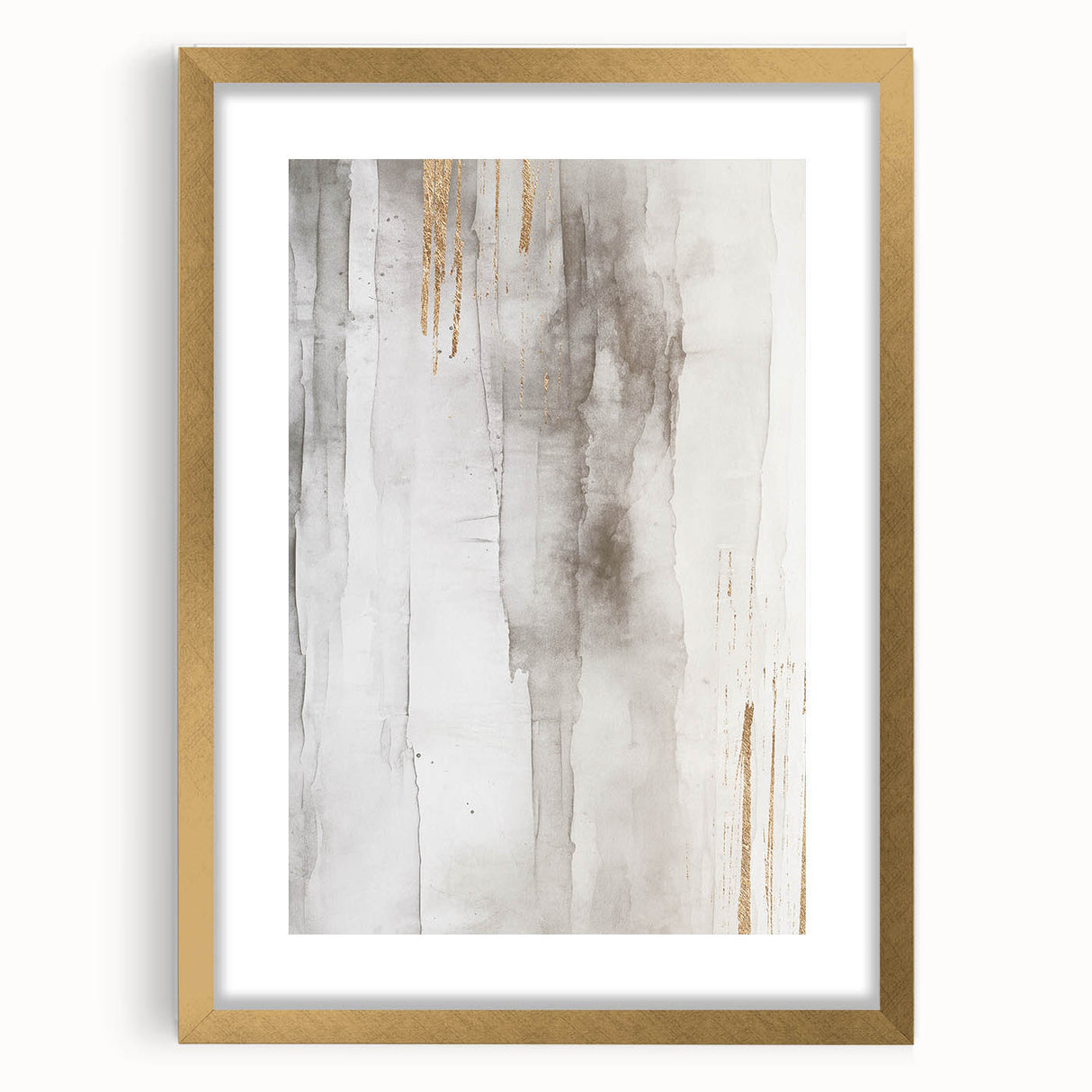 Abstract modern wall art collection in a gold frame with mat, showcasing vibrant colors and geometric patterns, perfect for contemporary decor.