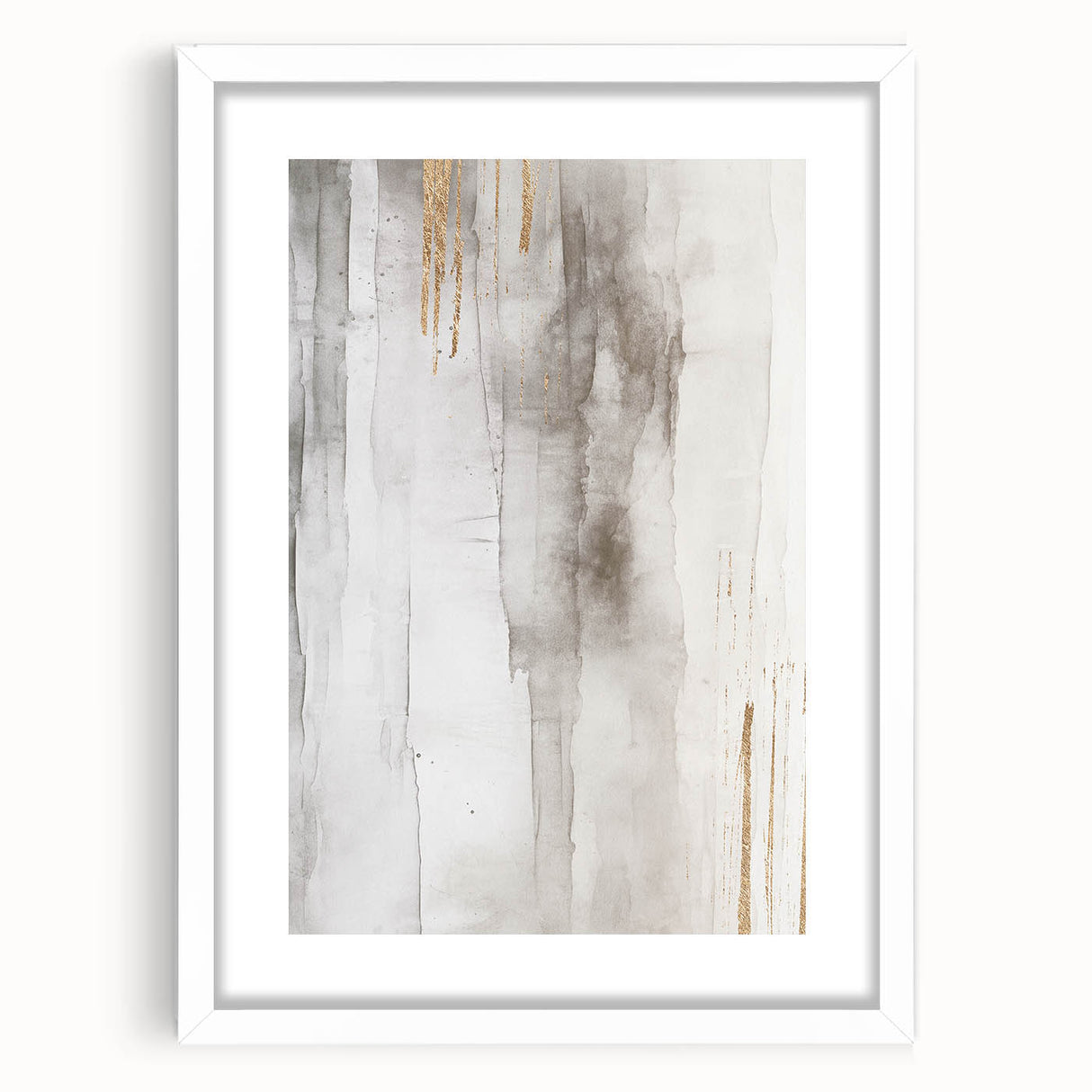 Framed abstract modern wall art collection showcasing vibrant geometric patterns in a sleek white mat, perfect for contemporary decor.