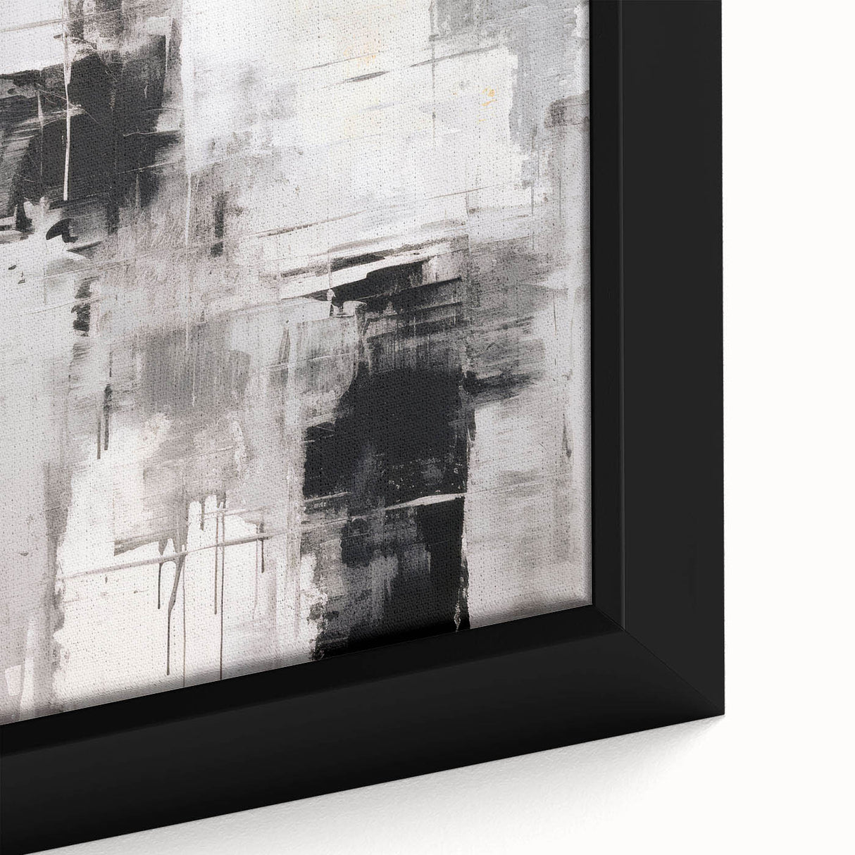 Abstract modern design wall art collection featuring a close-up view of a framed canvas with vibrant colors and intricate patterns, perfect for contemporary home decor.