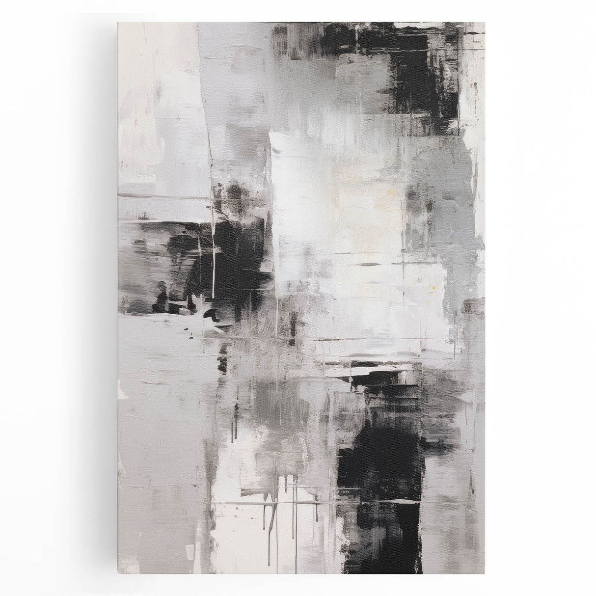 Stretched canvas wall art showcasing a vibrant abstract modern design with bold colors and geometric shapes, perfect for contemporary home decor.