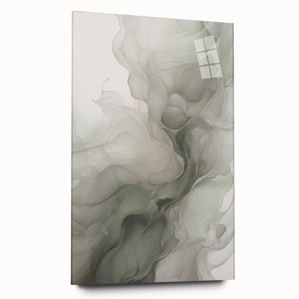 Abstract modern wall art piece displayed in a sleek acrylic frame, showcasing vibrant colors and geometric patterns, perfect for contemporary home decor.