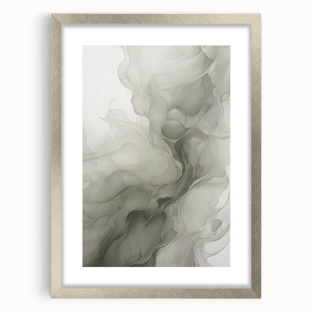 Abstract modern wall art collection featuring a silver-framed design with a mat, showcasing geometric shapes and vibrant colors, perfect for contemporary decor.