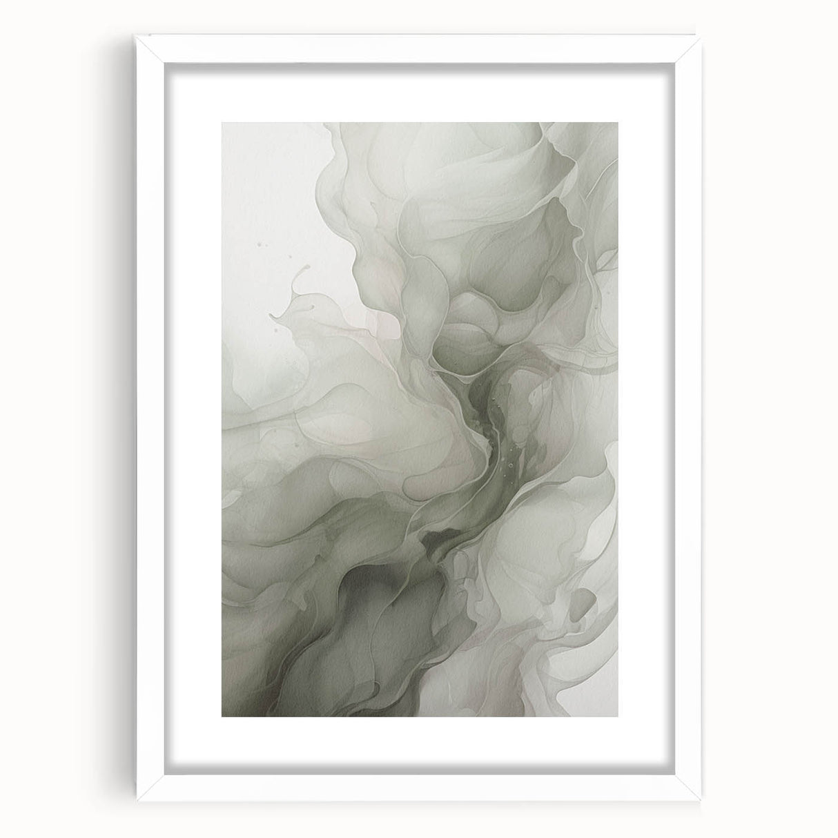 Abstract modern wall art collection framed in white matting, showcasing vibrant geometric patterns in various colors. Ideal for contemporary home decor.