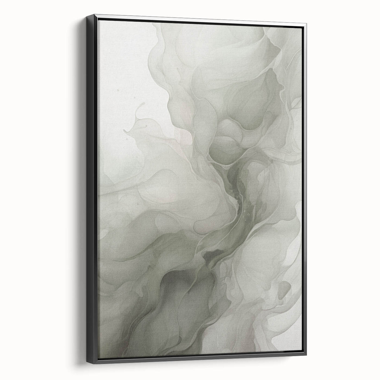 Framed canvas wall art showcasing an abstract modern design in black tones, viewed from the side, ideal for contemporary home decor. Perfect for enhancing living spaces with its sleek style and artistic flair.