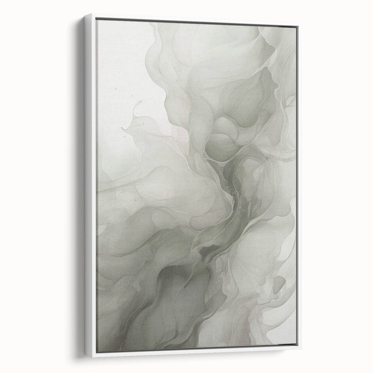 Abstract modern wall art collection featuring a framed canvas with a sleek white border, showcasing vibrant colors and geometric patterns, perfect for contemporary decor.