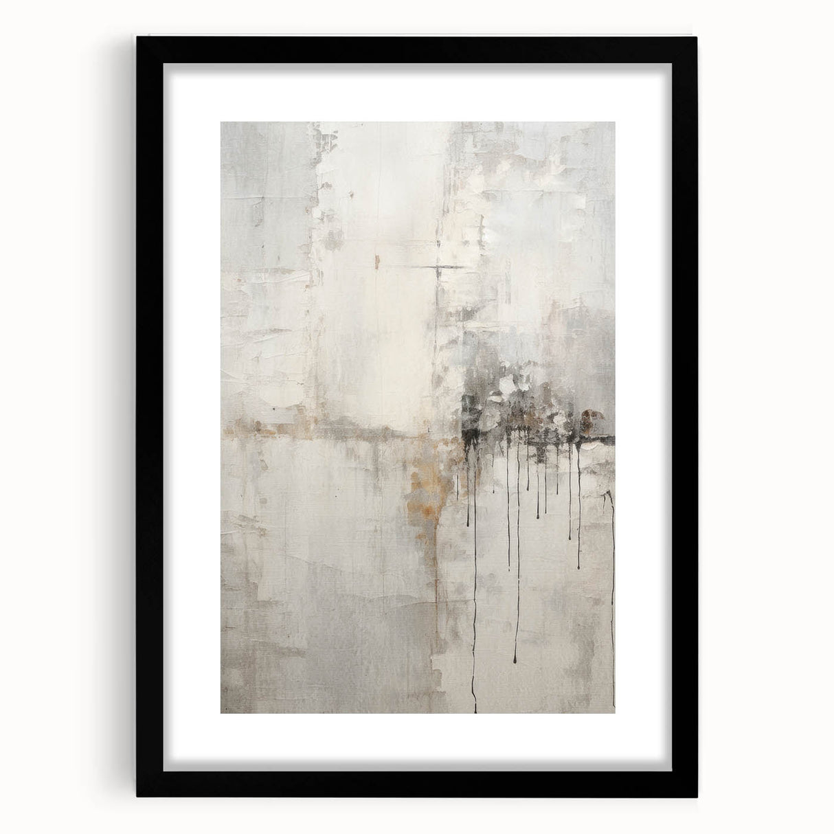 Abstract modern wall art collection featuring a framed black design with a mat, showcasing a contemporary aesthetic perfect for home decor enhancement. The sleek frame and minimalist style emphasize elegance and sophistication, making it an ideal focal point for modern interiors.