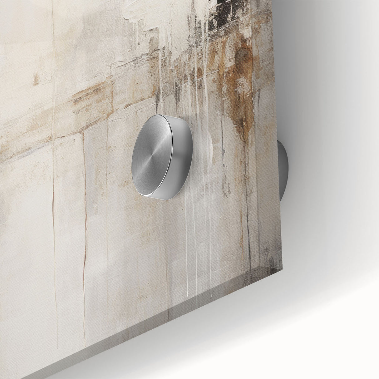 Close-up of an abstract modern design wall art piece showcasing vibrant colors and fluid shapes, printed on acrylic glass, ideal for contemporary decor.