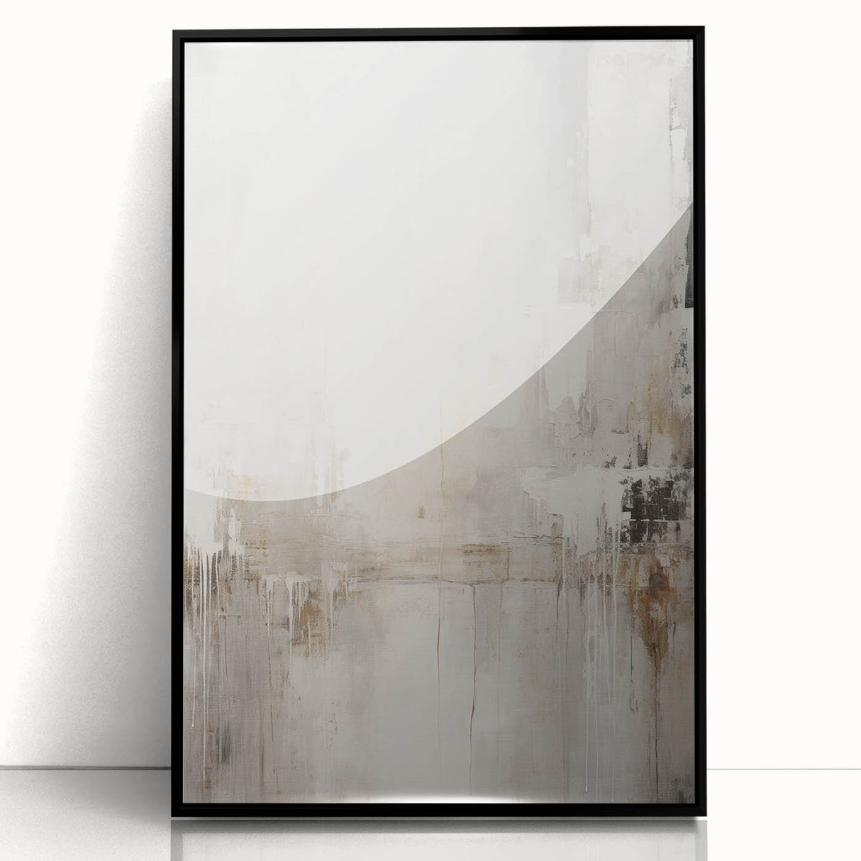 Framed abstract modern wall art collection showcasing vibrant colors and geometric shapes, designed to enhance contemporary interiors with a sleek black frame.