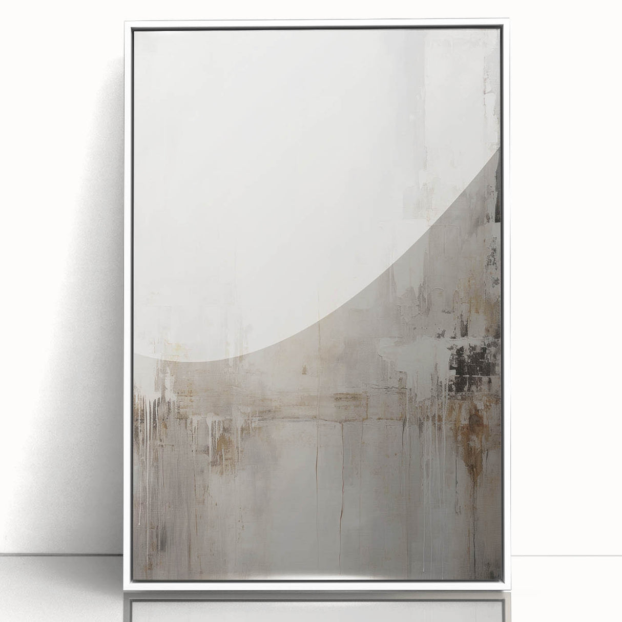 Framed acrylic wall art featuring an abstract modern design with vibrant colors, showcasing a sleek white border and captivating geometric patterns, ideal for contemporary decor.