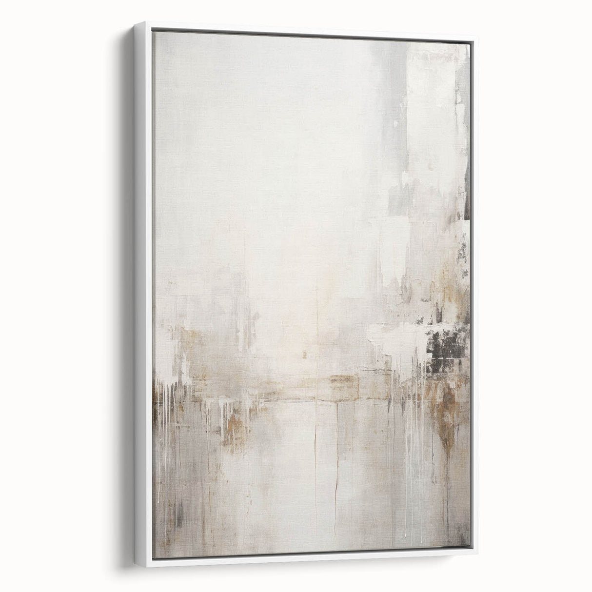 Framed canvas wall art showcasing an abstract modern design with vibrant colors and geometric shapes, positioned against a white background for a contemporary aesthetic.