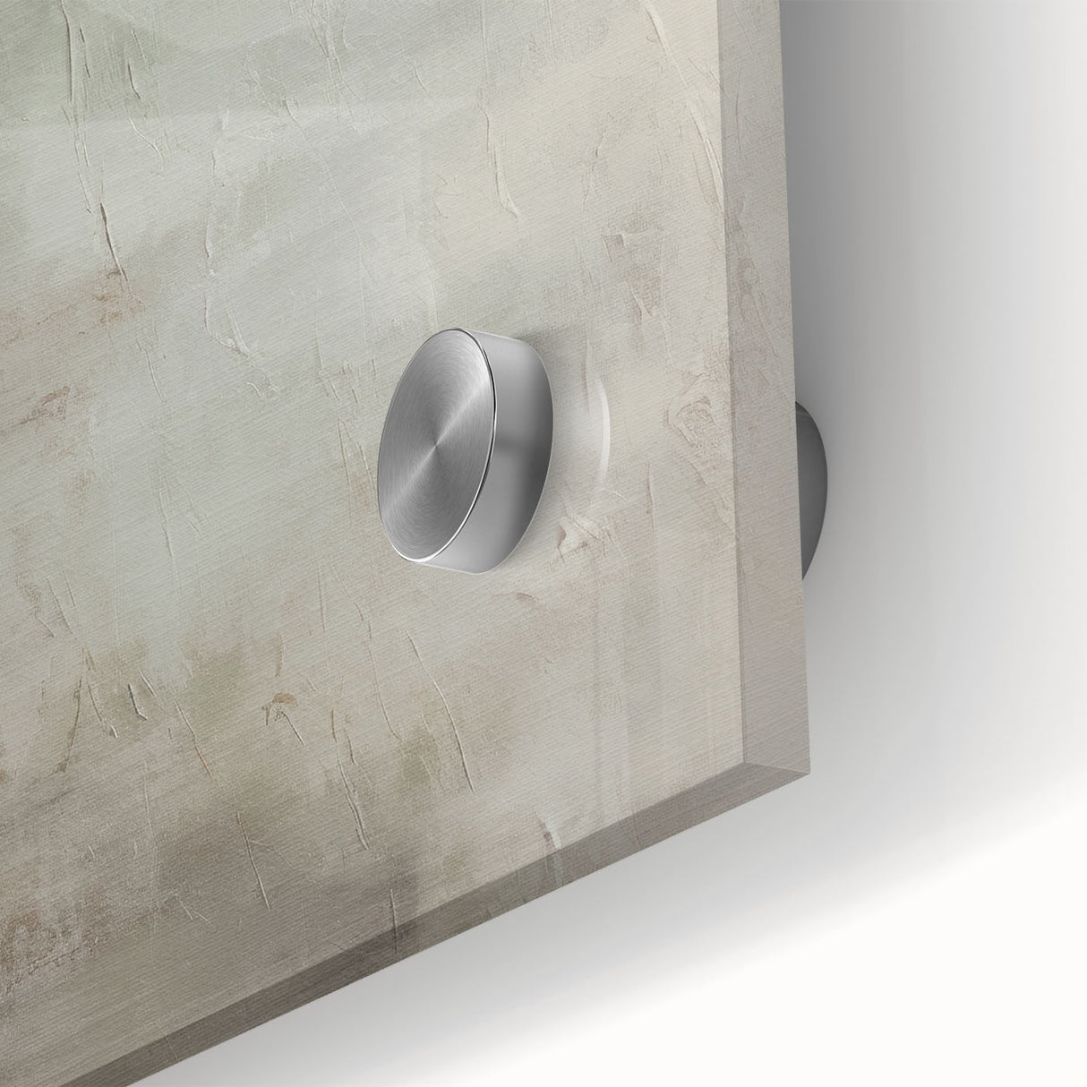 Close-up of an abstract modern design wall art piece featuring vibrant colors and geometric shapes, showcasing a sleek acrylic glass finish ideal for contemporary decor.