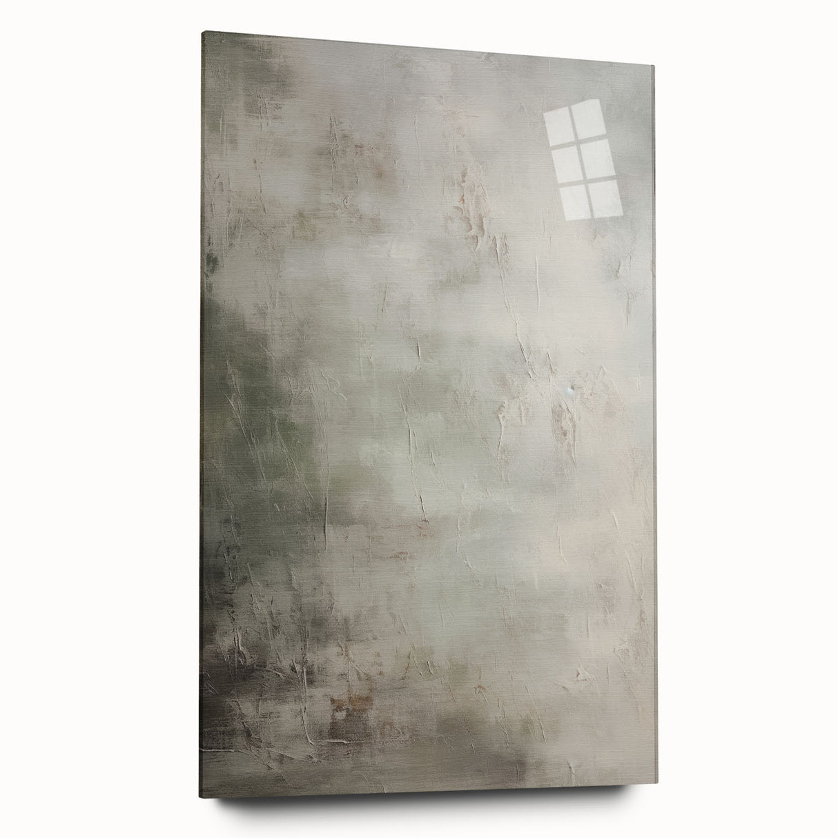 Abstract modern wall art collection displayed in an acrylic glass frame, showcasing vibrant colors and dynamic shapes, enhancing contemporary interior decor.