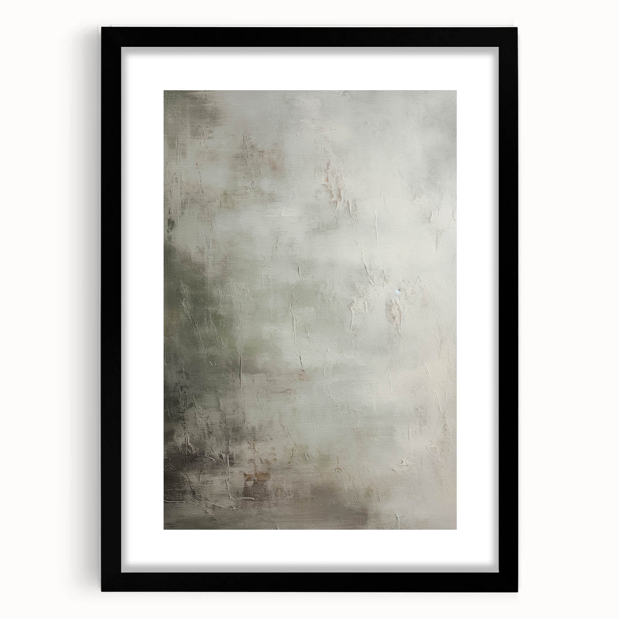 Abstract modern wall art collection featuring a black frame and mat, showcasing a vibrant geometric design that enhances contemporary home decor. Ideal for stylish interiors.