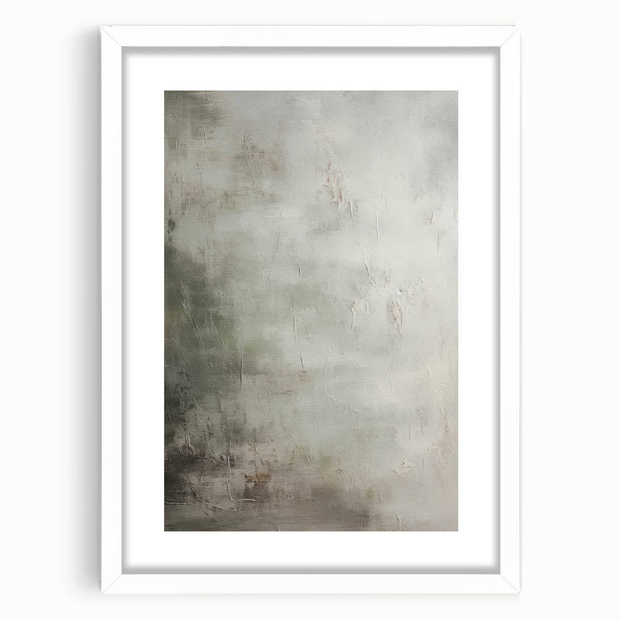 Abstract modern wall art collection framed in white with a mat, showcasing geometric shapes in vibrant colors, perfect for contemporary home decor.