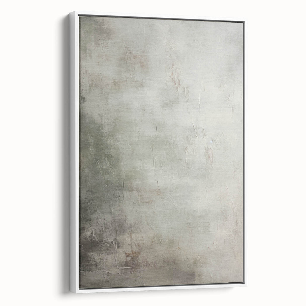 Framed canvas wall art showcasing an abstract modern design with vibrant colors and geometric patterns, displayed from a white side view, perfect for contemporary decor.