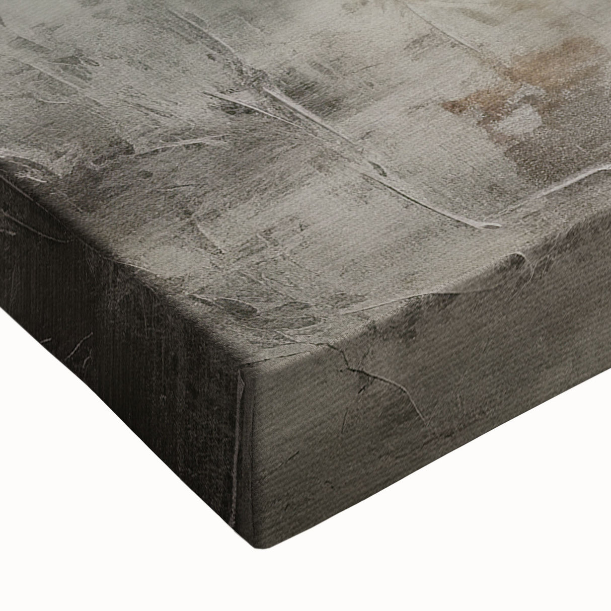 Close-up of a vibrant abstract modern wall art design on stretched canvas, showcasing swirling blue and gold patterns that evoke a sense of movement and creativity, perfect for contemporary home decor.