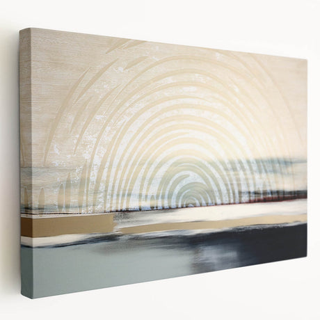 Abstract wall art showcasing vibrant strokes and lines in bold colors, presented as a stretched canvas with a side view, perfect for modern decor.