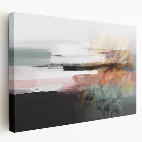 Abstract wall art design featuring colorful strokes and lines on stretched canvas, showcasing vibrant hues and modern artistic style.