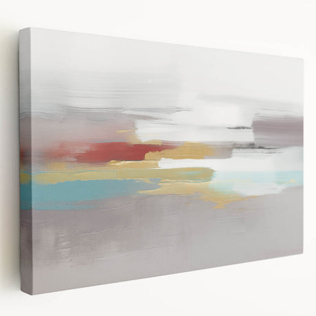 Abstract wall art canvas showcasing vibrant strokes and lines in bold colors, designed for modern decor. Stretched and ready to hang.
