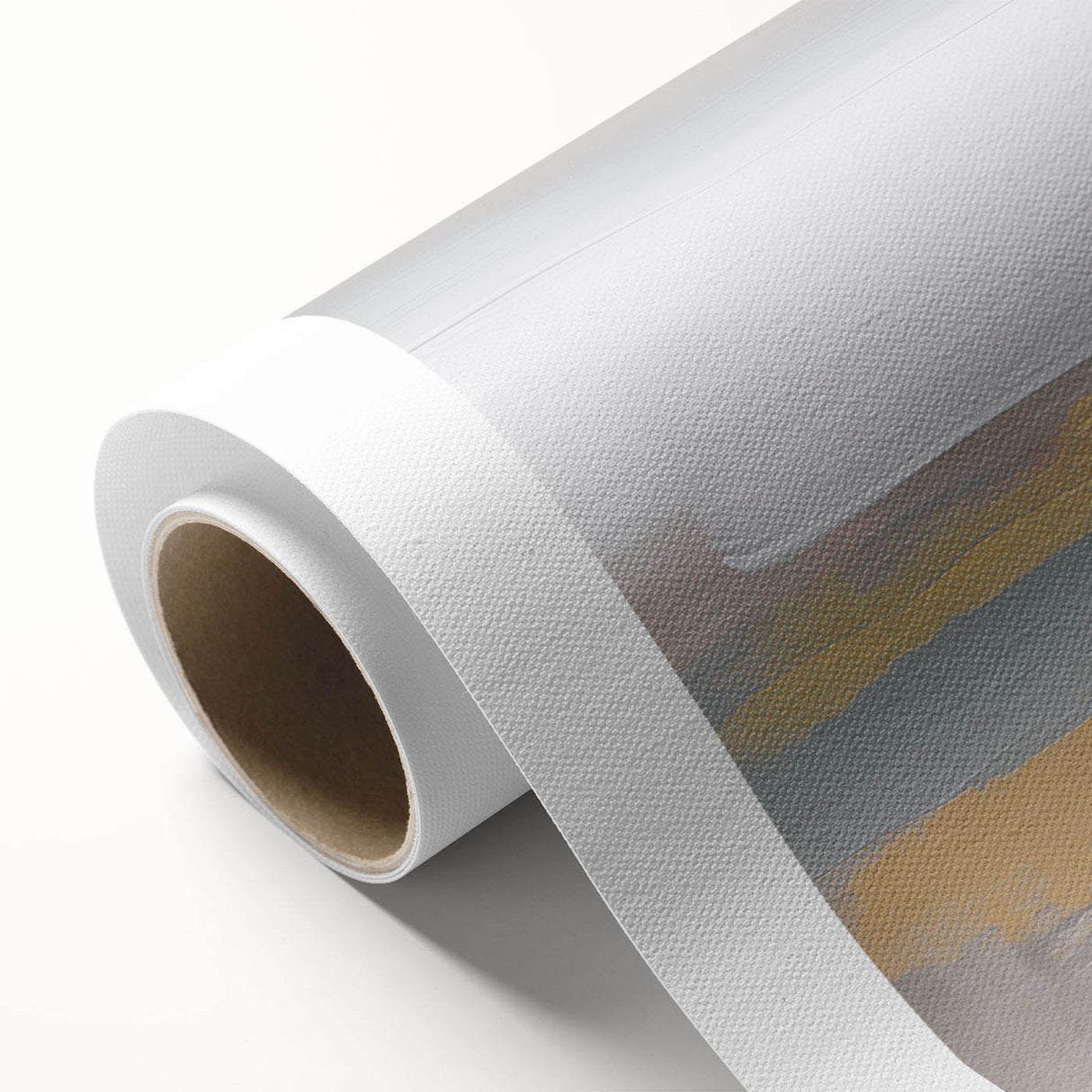 Abstract wall art design on rolled canvas showcasing vibrant strokes and lines in an array of colors, perfect for modern decor.