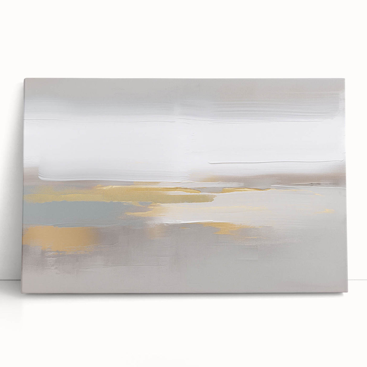 Abstract canvas wall art showcasing vibrant strokes and lines in shades of blue, orange, and yellow, perfect for modern decor accents.