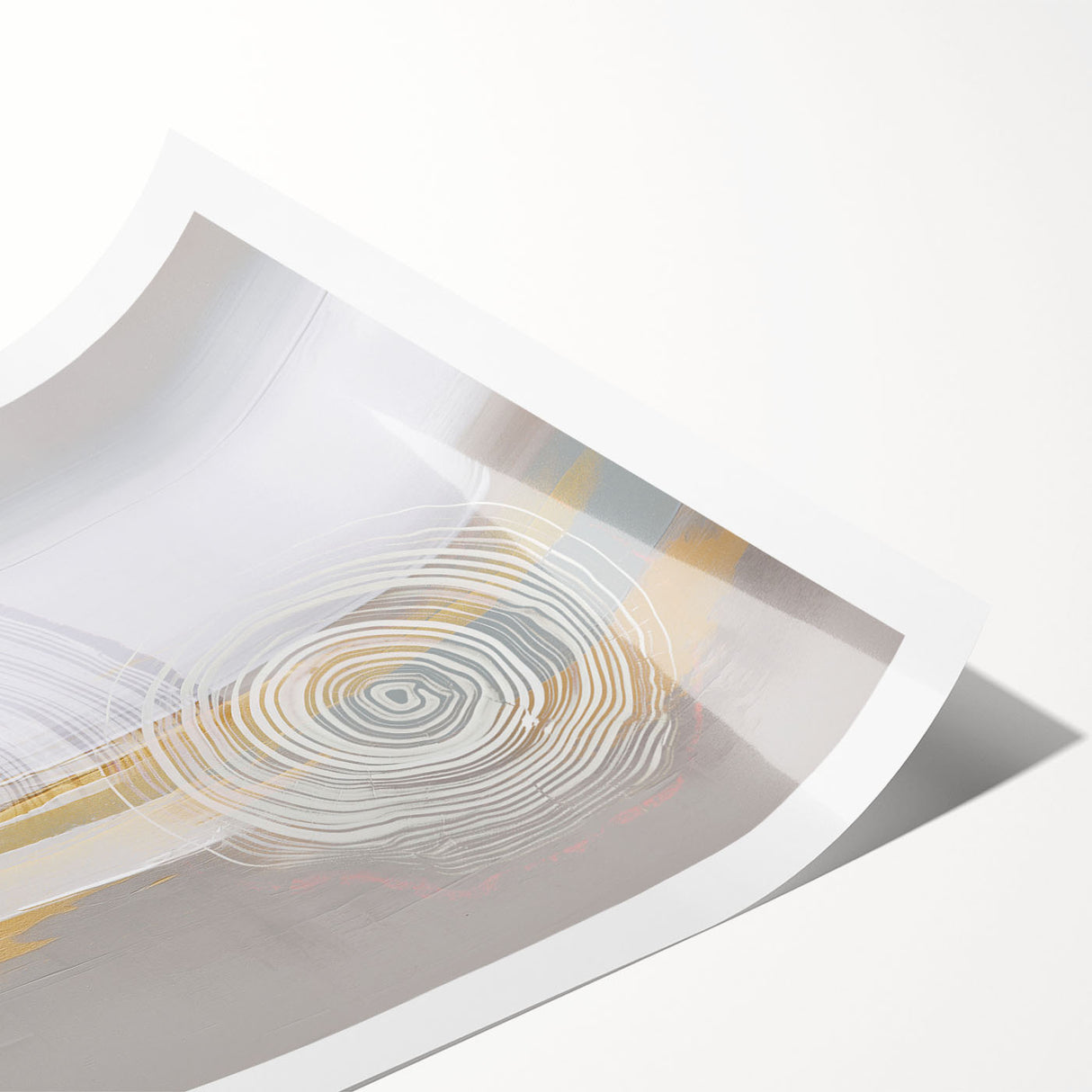 Colorful abstract strokes and lines design on a rolled print, showcasing vibrant hues and dynamic patterns, perfect for modern wall decor.