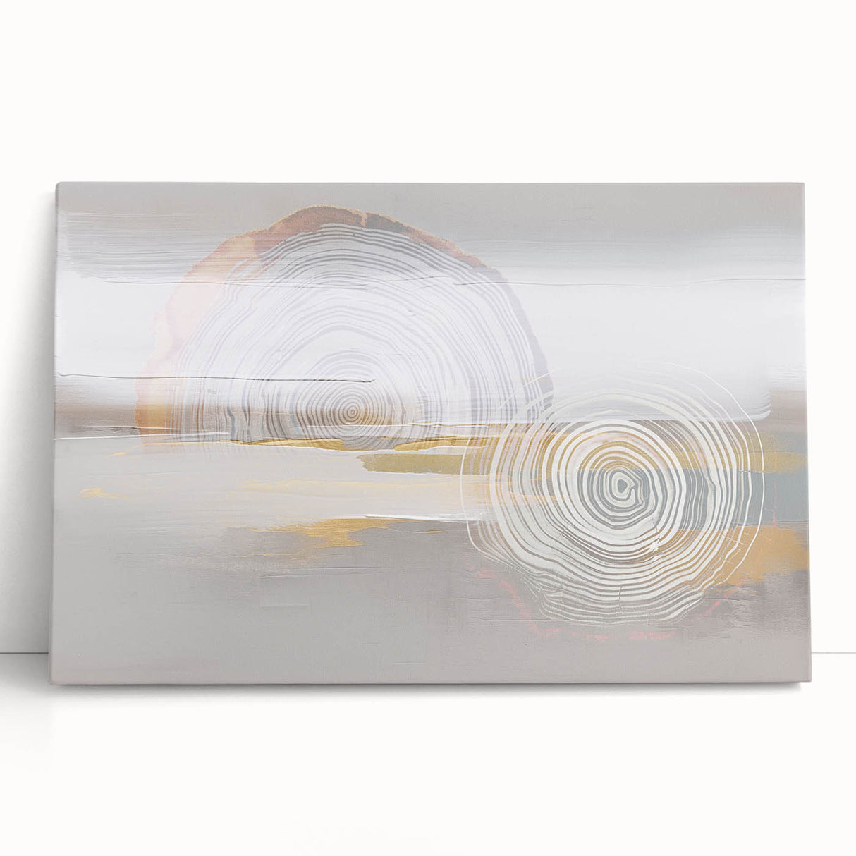 Abstract canvas wall art showcasing vibrant strokes and lines in bold colors, perfect for modern decor, elegantly leaning against a wall.