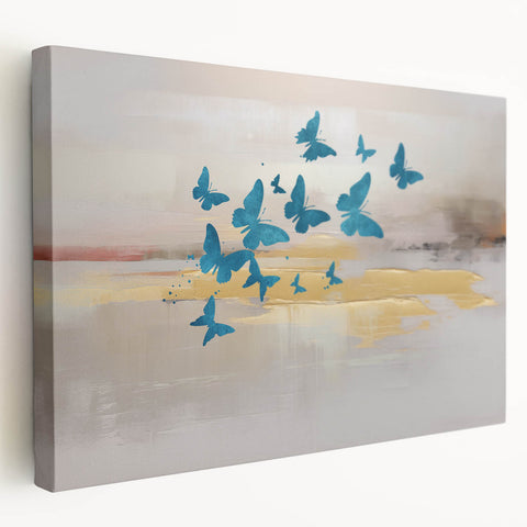 Stretched canvas wall art showcasing an abstract design of colorful strokes and lines, perfect for modern home decor or gallery display.