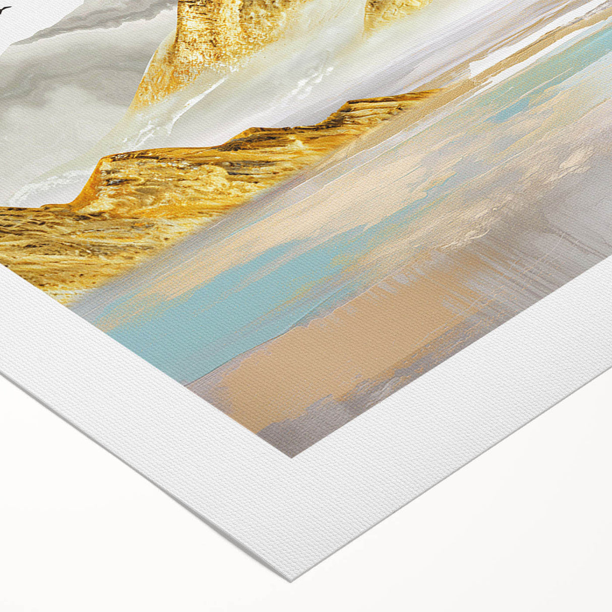 Abstract strokes and lines design in vibrant colors on rolled canvas, showcasing a modern art collection ideal for contemporary decor.