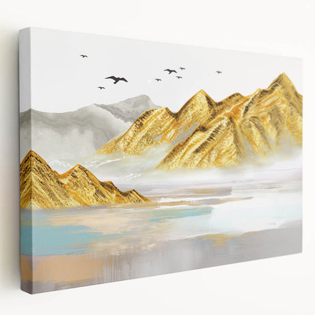 Abstract wall art featuring vibrant strokes and lines in various colors, printed on stretched canvas with a side view showcasing its depth and texture.