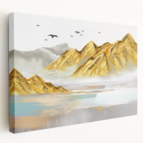 Abstract wall art featuring vibrant strokes and lines in various colors, printed on stretched canvas with a side view showcasing its depth and texture.