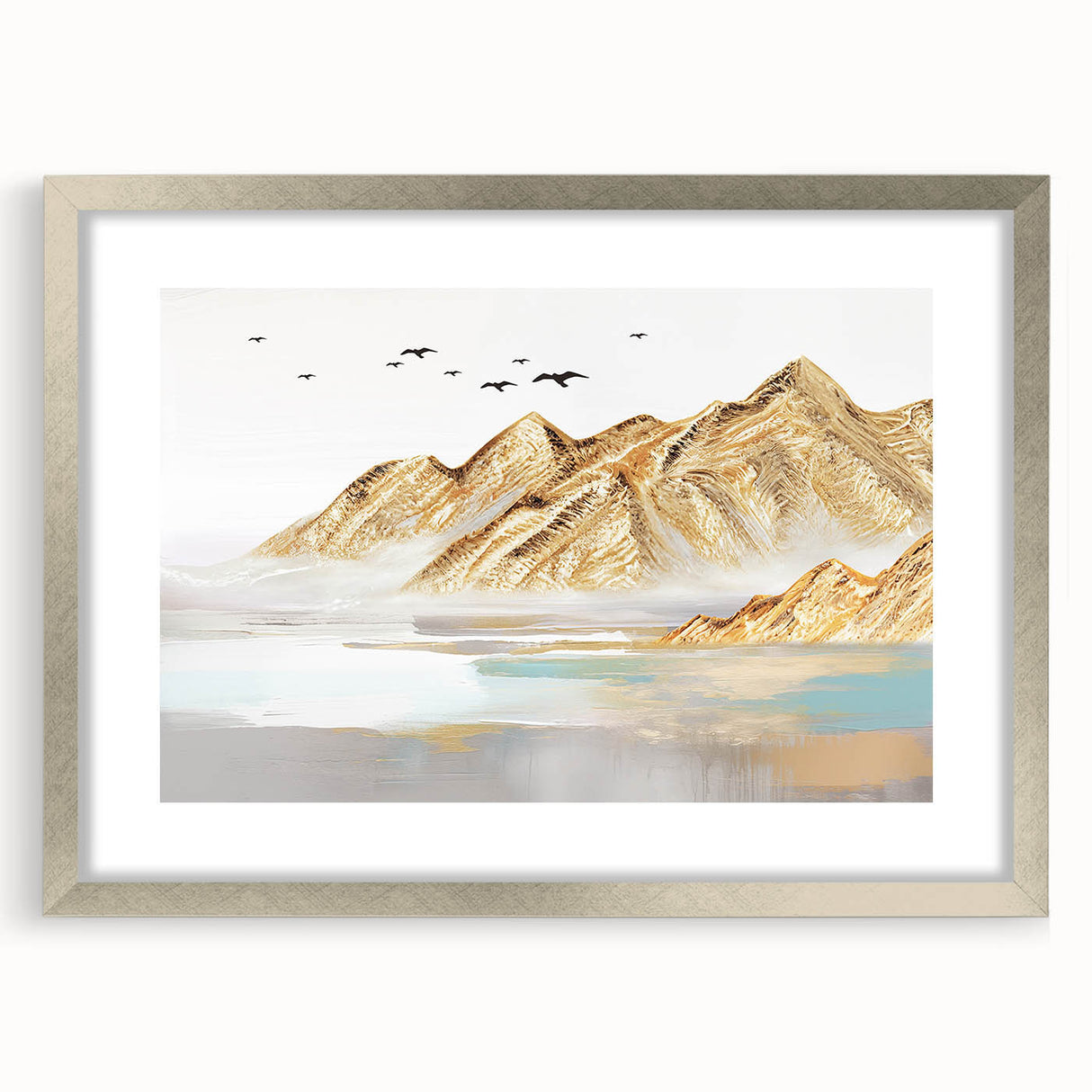 Framed abstract wall art featuring colorful strokes and lines in a silver frame, ideal for modern decor and artistic interiors.