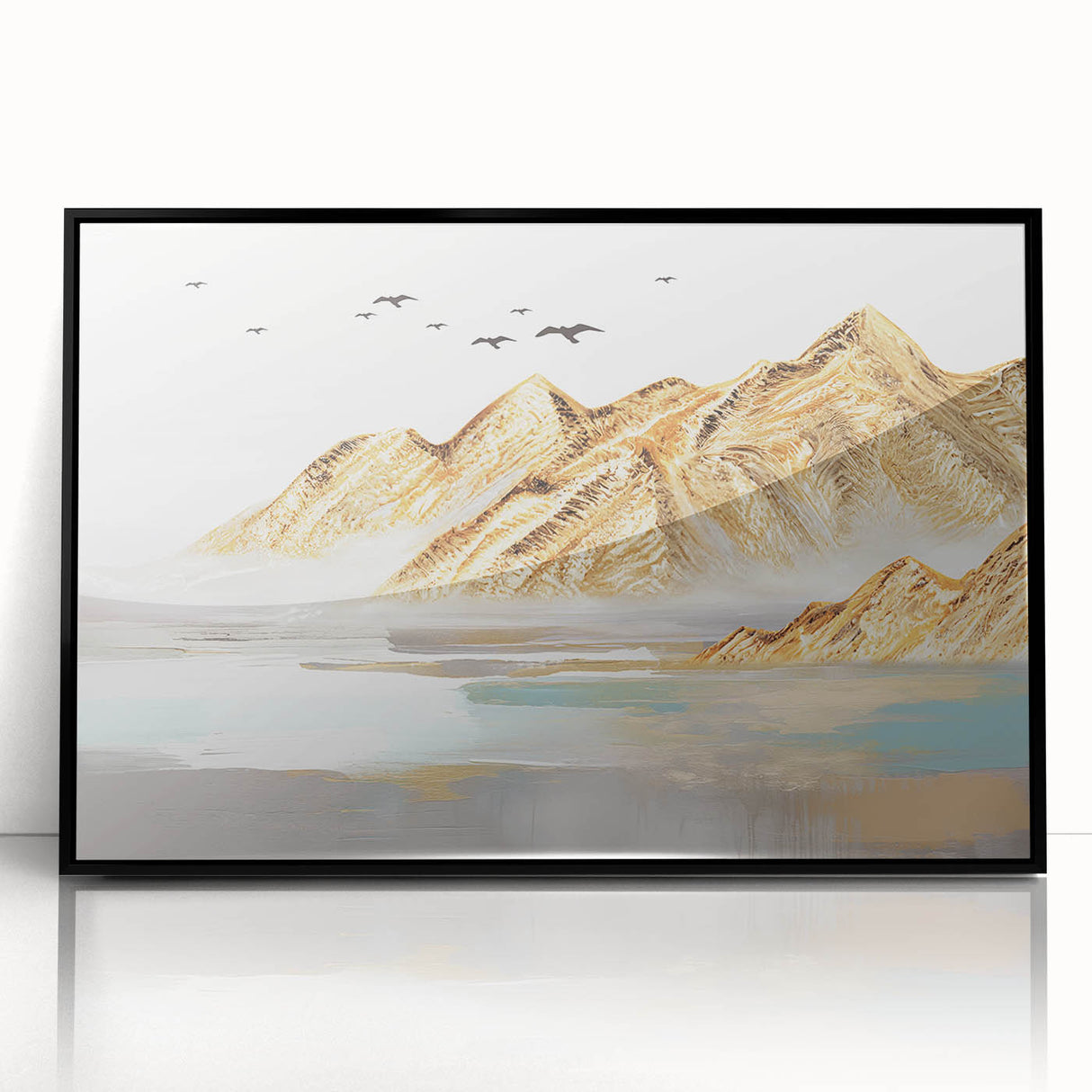 Framed abstract wall art showcasing a vibrant strokes and lines design in bold colors, featuring a sleek black frame for modern decor.