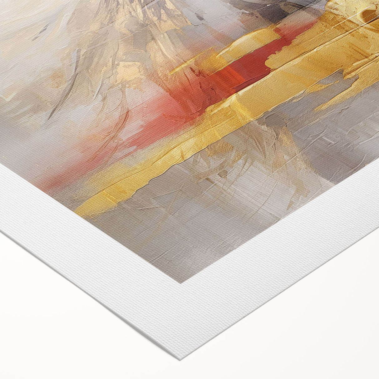 Abstract wall art design featuring colorful strokes and lines on rolled canvas, perfect for modern home decor. Ideal for enhancing living spaces with vibrant style.